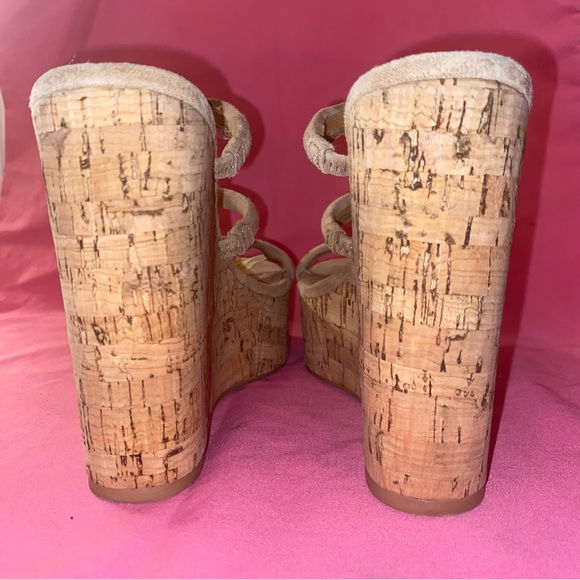 Steve Madden Tan Suede Strap Wedge Espadrille Platform Sandal High Heel 7 Women - Picture 3 of 16